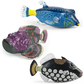 Simuliacija Jūros gyvybės gyvūnai Dėžutė Puffer Stonefish Klounžuvė Veiksmo figūrėlės Jūros gėlavandenės žuvys Miniatiūriniai lavinamieji žaislai Dovana