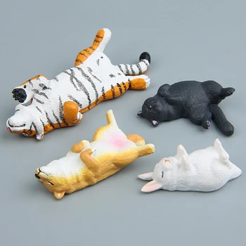 Simuliacija Mielas gyvūnas Shiba Inu miego šaldytuvo magnetai Miniatiūrinė figūrėlė Juoda katė Miegantys žaislai Šaldytuvo lipdukas Namų dekoras