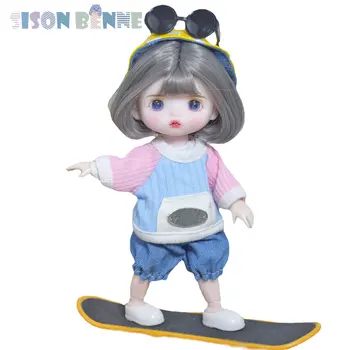 SISON BENNE Mini mergaitė Lėlė Mieli vaikai Žaislai Veido makiažo apranga Pilnas komplektas Rankų darbo Geriausios dovanos