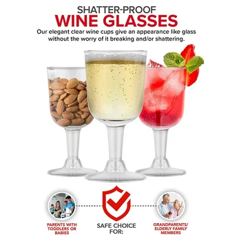 skaidrus plastikinis vyno stiklas perdirbamas - dūžtantis vyno taurė - vienkartiniai ir daugkartinio naudojimo puodeliai šampanui, desertas 20vnt