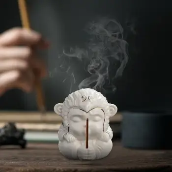 Smilkalų laikiklis lazdelėms Beždžionių keramikos smilkalų degiklis Mielas ir elegantiškas Zen stiliaus vintažinis aromaterapinių smilkalų laikiklis