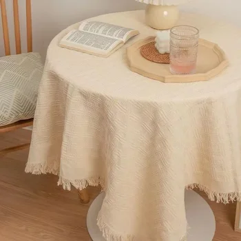 Smėlio spalvos retro megztas ilgas arbatos staliukas, valgomojo stalo užvalkalas, sofa, paprasta ir aukščiausios klasės gimtadienio dekoravimo N9R3567
