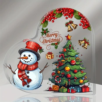 Sniego senio vaisių atspaudas Akrilas Širdies apnašos Krištolo stiklas Kalėdinės dovanos šeimos draugams Miegamasis Atminimo ornamentas Dekoras Dekoras
