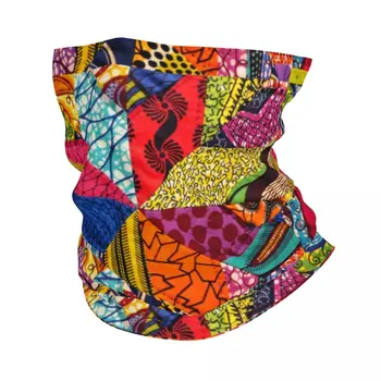 Spalvinga Afrikos Ankara Prints Bandana Neck Gaiter for Ski Cycling Women Wrap Scarf Africa Tribal Geometric Art Headband Warmer