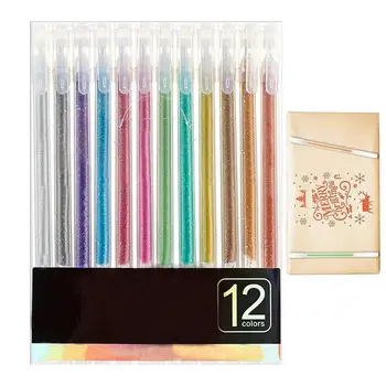 Spalvotas gelinis rašiklis 12vnt spalvoti blizgučių geliniai rašikliai Daugkartinio naudojimo smulkių galiukų spalvoti žurnalų rašikliai 