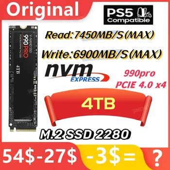 SSD M.2 NVMe Nešiojamas didelės spartos 1TB 2TB 4TB PCIe 4.0 M2 2280 kietojo disko vidinis kietojo kūno disko diskas nešiojamojo kompiuterio staliniams kompiuteriams PS5