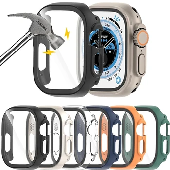 Stiklas+dėklas, skirtas Apple Watch Ultra 2 49 mm išmaniojo laikrodžio dėklo ekrano apsauga Buferio grūdintas apsauginis dangtelis, skirtas iwatch Ultra 49mm