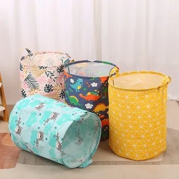 Sulankstomas namų skalbinių laikymo krepšys Mada Spausdinti skalbinių krepšys Nešiojami medvilniniai skalbiniai trukdo vaikams Žaislai Nešvarių drabužių krepšelis