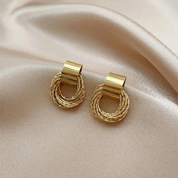 SUMENG Retro metalo aukso spalvos kelių mažų apskritimų auskarai moterims Korėjos mados vestuvių vakarėlio papuošalų dovanos 2024