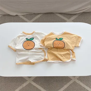 Summer Baby Girls Drabužių komplektas Mieli vaisiai Marškinėliai trumpomis rankovėmis + Pp Šortai Vaikams 2vnt Suit Kids Boys Medvilnė Kvėpuojanti apranga