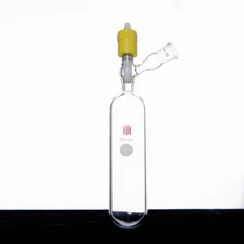 SYNTHWARE Tirpiklio laikymo butelis su nauju 8 mm didelio vakuumo PTFE vožtuvu, 60 ° šonine jungtimi 14/20, borosilikatiniu stiklu, F88