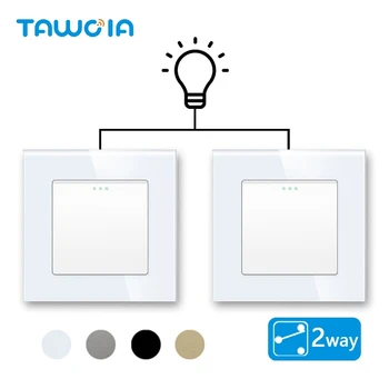 TAWOIA mygtukų jungiklis ES standartas 1/2/3 Gang 2 krypčių namų lempos jungiklis 4 spalvos su krištolo stiklo rėmo šviesos jungikliu