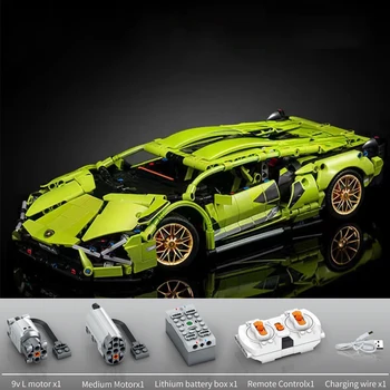 Tech Racing Sportinio automobilio modelis Lenktynės Nuotolinio valdymo automobilio žaislinis statybinis blokas dovana