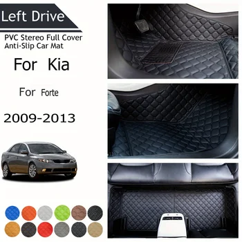 TEGART 【LHD】For KIA For Forte 2009-2013 Trijų sluoksnių PVC stereofoninis pilnas dangtelis Neslystantis automobilių kilimėlis Automobilių grindų kilimėliai Automobilių priedai