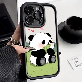 Telefono dėklas, skirtas iPhone 15 14 13 12 11 Pro Max Plus 13 Mini X XR XS MAX 8 7 Viskas įskaičiuota Minkštas dangtelis Coque Cute Panda