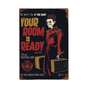 Teroro bokštas Jūsų kambarys paruoštas Art Ride filmo plakatas Vintage Circular Tin Sign Pub Home Metal Plakatas Wall Art Decor