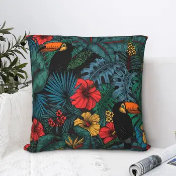 Toucan Garden Throw Pillow Case Floral Flowers Short Plus Cushion Cover For Home Sofa Chair dekoratyvinė kuprinė