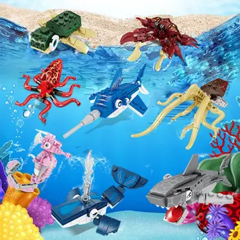 ToylinX Jūros būtybių statybiniai blokai Vandenyno gyvūnų rinkiniai Dovanos vaikų Valentino dienos vakarėliui Palankumo prizai vaikams