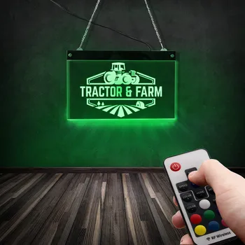 Traktorius ir ūkis Akrilo LED neoninė iškaba Pakabinamas spalvingas sieninis šviestuvas Ūkininko kambario dekoras Personalizuota LED lemputė