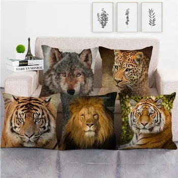 Tropical Animal Tiger Head Print Cushion Cover Home Sofa Pillow Cover