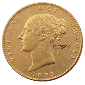 UK 1839-PS Queen Victoria Young Head auksinė moneta Labai retos pusės suverenios štampo kopijos monetos