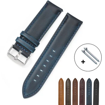 Ultra pluošto odinis dirželis universalus 20mm 22mm Samsung Watch 4/5/6 apyrankė Vintage Leather Quick Release Laikrodžio juosta