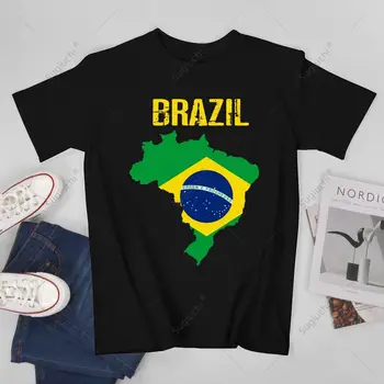 Unisex Men Brazil Brasil Flag Brazilija marškinėliai Trikotažiniai marškinėliai Moterys Berniukai 100% medvilniniai marškinėliai
