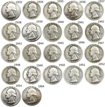 US 1932-1964P/D/S Vašingtono ketvirčio sidabrinė plokštelė
