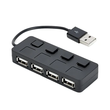 USB 2.0 HUB 4 prievadų plėtiklis Keli USB 2.0 šakotuvai Naudokite kompiuterio kompiuterio maitinimo adapterio jungiklį