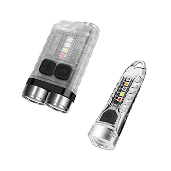 V3 mini raktų pakabuko žibintuvėliai,900LM USB-C įkraunama LED blykstės lemputė su uodegos magnetu, V1 IPX6 kišeninis žibintuvėlis