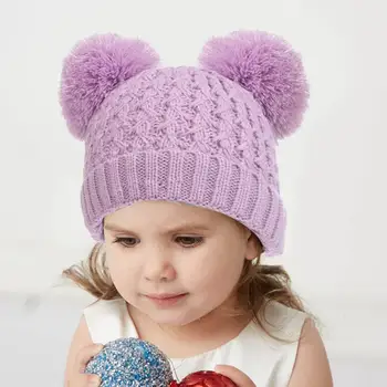 Vaikiškas Beanie šaliko rinkinys Jaukus žiemos aksesuarų rinkinys vaikams Megztos kepurės pirštinės Šalikas su pliušiniu kamuoliuku Dekoras Minkštas šiltas Pilnas