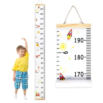 Vaikų ūgio matavimo liniuotės nuo kūdikio iki suaugusiojo nuimama suvyniojamo aukščio matavimo diagrama Sieninė kabanti vandeniui atspari aukščio diagrama