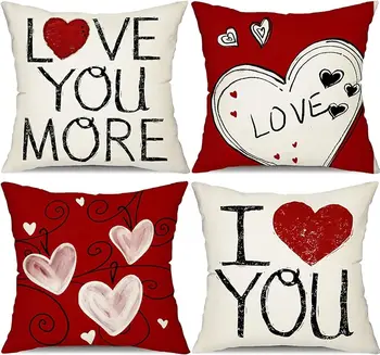 Valentino dienos pagalvės užvalkalas Red Heart Love You Pillow Cushion Valentino dienos dekoravimas Pagalvės užvalkalas Namų sofos dekoravimas