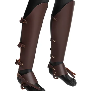 Viduramžių batai Batų užvalkalas Patogus Pu kojų šarvų geteriai Vikingų piratų batų batų viršelis Helovino Cosplay kostiumo rekvizitas