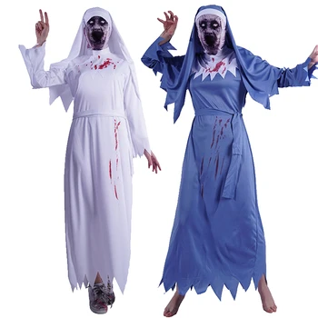 Viduramžių Helovino moterys Baisus teroras Kraujo zombiai Vienuolės skrybėlės kaukė suknelė Gydytojo slaugytoja Vaiduoklis Vampyras Siaubo vakarėlis Cosplay kostiumai