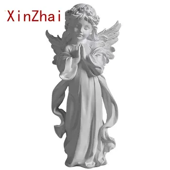 VILEAD Derva Vintažinė angelo skulptūra Fėjų sodas Namų svetainė Interjeras Krikščioniški dekoravimo aksesuarai Angelo statula