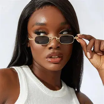 Vintage Travel Metal Frame Punk Saulės akiniai Maži stačiakampiai akiniai nuo saulės UV400 apsauginiai atspalviai