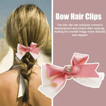 Vintage Velvet Bow Hairpins Baby Girls Kids Love Heart Clips Clips Rhinestone Hair Accessories Satin Banana Hair K6K1
