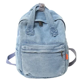 Vintage Washed Denim Women Backpack Trend Cool Canvas College Backpack Schoolbag For Teenage Girl Boy Laptop Student Travel Bag