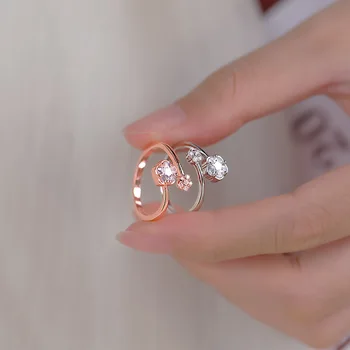 Vintažinis Sakura princesės gėlių žiedas moterims Nauja mada Blizgus cirkonis Drugelis Atviras piršto žiedas Minimalistinė skani žydų dovana