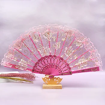 Vintažinis sulankstomų nėrinių ventiliatorius Kiniškos dekoracijos Rankiniai gerbėjai Vakarėlis Vestuviniai šokių amatai Favor Dovanų namai Spektaklio rekvizitai
