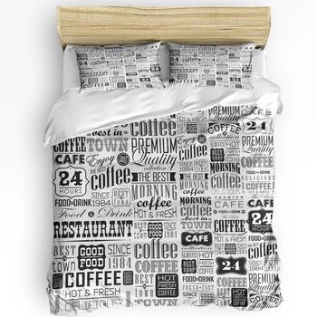 Vintažinis tekstas Kavos antklodės užvalkalas Patalynės komplektas dviviečiam namų tekstilės antklodžių užvalkalui Pagalvių užvalkalai Miegamojo patalynės komplektas (be paklodės)