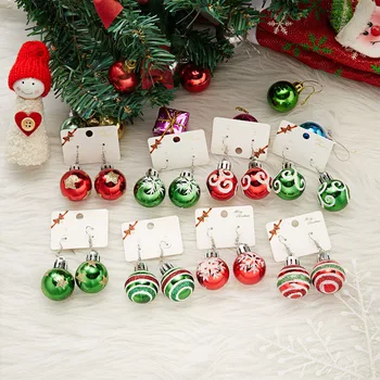 Vintažinė mada Žalia raudona spalva Žvaigždžių kamuolys Kalėdinis auskaras Moteriškas dervos auskaras Populiarūs papuošalai Kalėdų dienos šeimos dovanos