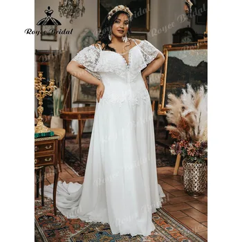 Vintažinė nėrinių plius dydžio vestuvinė suknelė nuotakai 2024 m. vestuvinė suknelė be pečių Pagal užsakymą pagaminta vestidos de talla grande