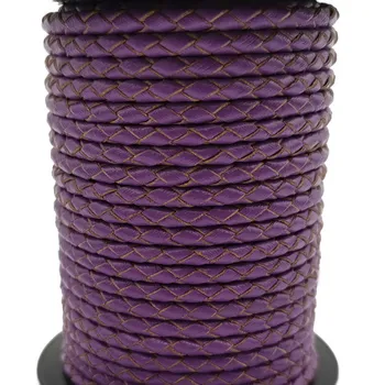 Violetinės 3mm pintos odinės Bolo virvės Papuošalų gamyba apyrankėms Vėrinys Sulankstytas dirželis