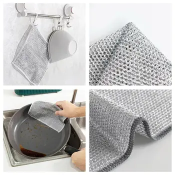Virtuvės skalbinių servetėlės indams Nešiojama virtuvės indų plovimo šluostė Daugkartinio naudojimo nelipnus aliejus Skudurėlis Daugiafunkcinė viela Indų plovimo šluostė