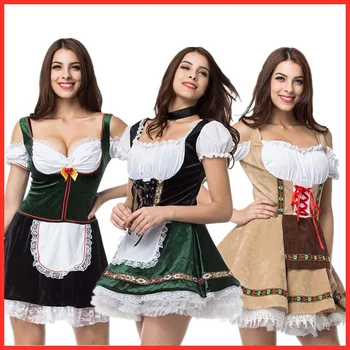 Vokietijos Miuncheno alaus festivalio merginos uniformos kostiumas Kalėdų Helovino baras Mergaitės suknelė Scenos tarnaitė Cosplay kostiumas