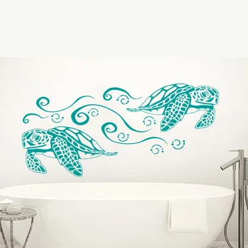 Vonios kambario sienų lipdukai Jūros vėžliai Gyvūnai Vandeniui atsparus Vinilo lipdukas Lipdukas Namų dekoras vonios kambario dekoravimui G769