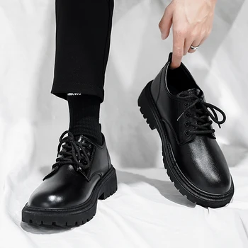 Vyriški batai 2023 Nauji vasaros britų stiliaus juodi laisvalaikio odiniai batai Vyriška verslo suknelė Big Head Work Mados batai