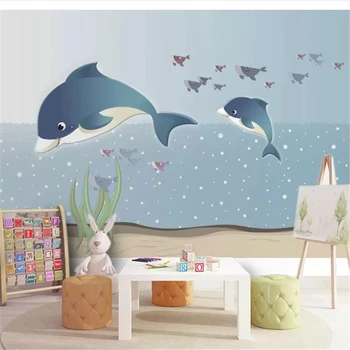 wellyu Individualūs tapetai Jūrų banginių vaikų kambarys Siena Šiaurės šalių kūrybinis sienų lipdukas Dekoratyvinė tapyba tapetai